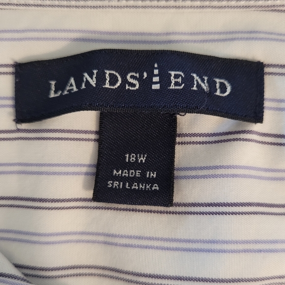 Women's Pinstriped Button Down Blouse Sz 18 W Lands End - Picture 8 of 8